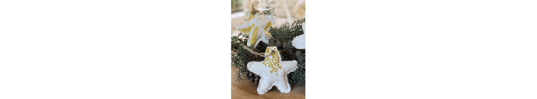 Adornos de Navidad Textiles Estampados a Mano | Ana Garbers